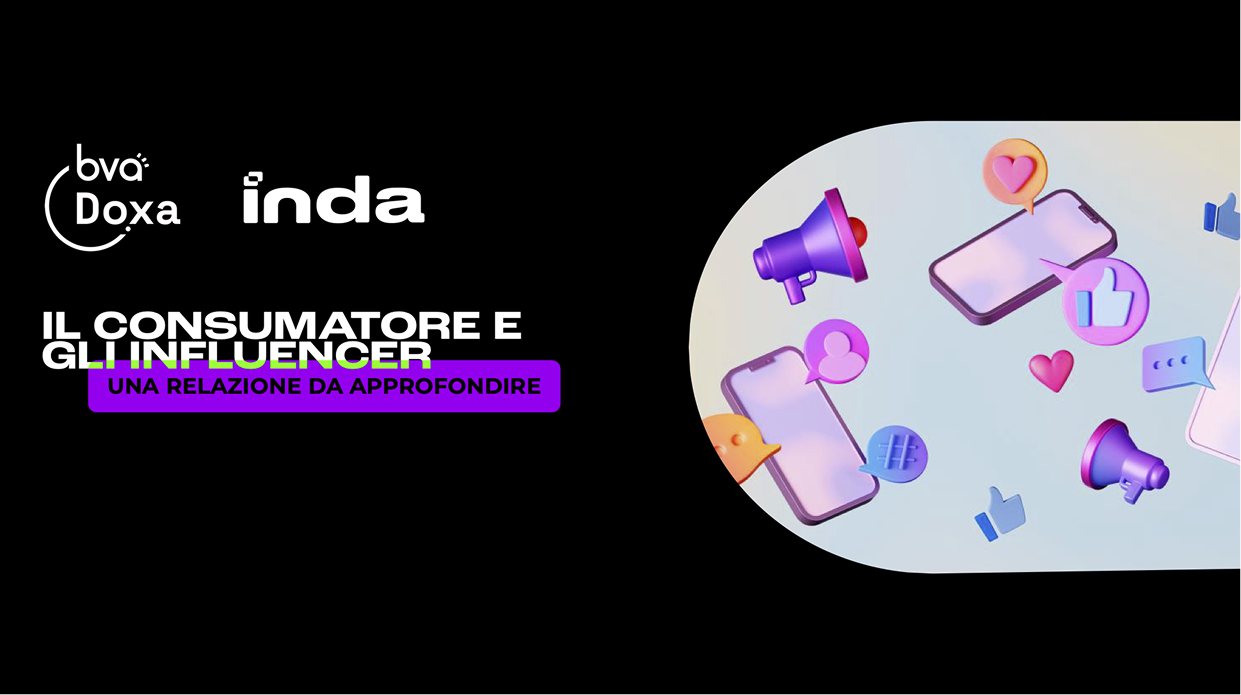 Cover image of the "Survey Consumatore-Influencer" by Flu Agency and BVA Doxa, with abstract design and text related to deepening relationships